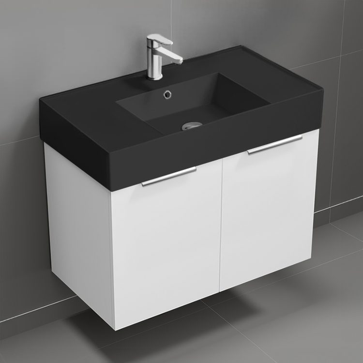 Bathroom Vanity Floating Bathroom Vanity, Modern, 32 Inch, Chrome Handles Nameeks DERIN718